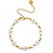 Armbanden van Stainless steel Roestvrij staal (RVS) pearls Gold
