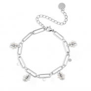 Armbanden van Stainless steel Roestvrij staal (RVS) pearls Silver