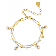 Armbanden van Stainless steel Roestvrij staal (RVS) pearls Gold