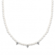 Kettingen van Stainless steel Roestvrij staal (RVS) pearls Silver