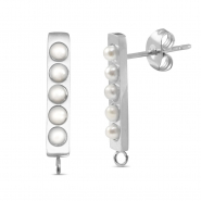 Oorbellen / oorstekers van Stainless steel Roestvrij staal (RVS) pearls with loop Silver