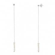 Oorbellen / oorstekers van Stainless steel Roestvrij staal (RVS) pearls Silver