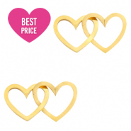 Bedels van Stainless steel Roestvrij staal (RVS) tussenstuk double heart Goud