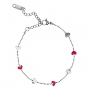 Armbanden van Stainless steel Roestvrij staal (RVS) hearts Silver
