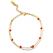 Armbanden van Stainless steel Roestvrij staal (RVS) hearts Gold