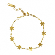 Armbanden van Stainless steel Roestvrij staal (RVS) flower Gold
