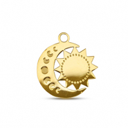 Bedels van Stainless steel Roestvrij staal (RVS) moon and sun Gold