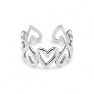 Ringen van Stainless steel Roestvrij staal (RVS) heart Silver