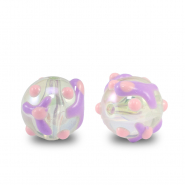 Kralen van acryl dots Transparent purple-pink