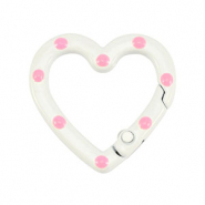 Gekleurde onderdelen voor sleutelhanger hart White-pink