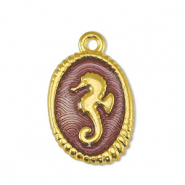 Metaal bedels DQ seahorse Transparant Purple-Goud (nikkelvrij)