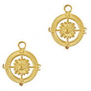 Bedels van Stainless steel Roestvrij staal (RVS) compass with flower Gold