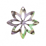 Hangers van resin flower Multicolor purple-green