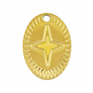 Bedels van Stainless steel Roestvrij staal (RVS) oval star Gold-yellow