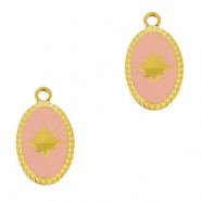 Bedels van Stainless steel Roestvrij staal (RVS) oval sun Gold-pink