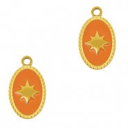 Bedels van Stainless steel Roestvrij staal (RVS) oval sun Gold-orange