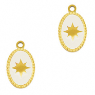 Bedels van Stainless steel Roestvrij staal (RVS) oval sun Gold-white