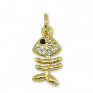 Brass TQ metaal bedels fishbone Gold