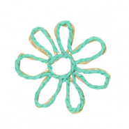Hangers van raffia flower 55mm Green