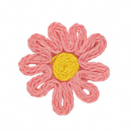 Hangers van raffia flower 50mm Light pink
