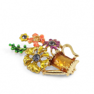 Broches can with flowers Multicolour-gold