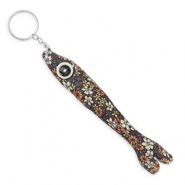 Sleutelhangers vis 17.5cm Dark brown-white-blue-orange-yellow