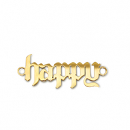 Bedels van Stainless steel Roestvrij staal (RVS) tussenstuk ''happy'' Gold