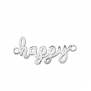 Bedels van Stainless steel Roestvrij staal (RVS) tussenstuk ''happy'' Silver