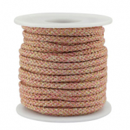 Trendy koord gevlochten 3.5mm Off white-pink-gold