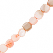 Schelp kralen square Pink-sand brown
