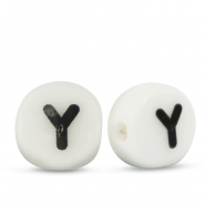 Keramiek letterkralen Y White-black