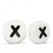Keramiek letterkralen X White-black