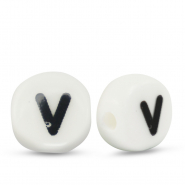 Keramiek letterkralen V White-black