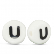 Keramiek letterkralen U White-black