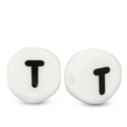 Keramiek letterkralen T White-black