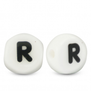 Keramiek letterkralen R White-black