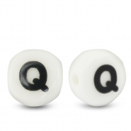 Keramiek letterkralen Q White-black