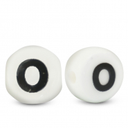 Keramiek letterkralen O White-black