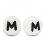 Keramiek letterkralen M White-black
