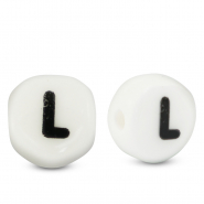 Keramiek letterkralen L White-black