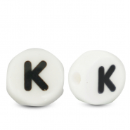 Keramiek letterkralen K White-black