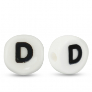 Keramiek letterkralen D White-black