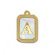 Bedel van Stainless steel Roestvrij staal (RVS) shell letter A Gold-white (natuurlijke kleur)