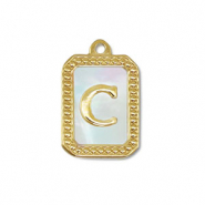 Bedel van Stainless steel Roestvrij staal (RVS) shell letter C Gold-white (natuurlijke kleur)