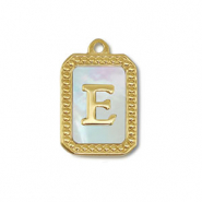 Bedel van Stainless steel Roestvrij staal (RVS) shell letter E Gold-white (natuurlijke kleur)
