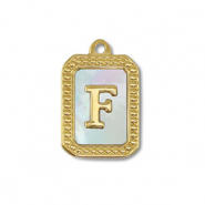 Bedel van Stainless steel Roestvrij staal (RVS) shell letter F Gold-white (natuurlijke kleur)