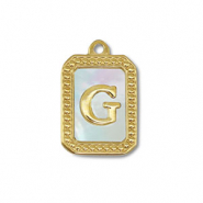 Bedel van Stainless steel Roestvrij staal (RVS) shell letter G Gold-white (natuurlijke kleur)