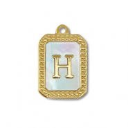 Bedel van Stainless steel Roestvrij staal (RVS) shell letter H Gold-white (natuurlijke kleur)