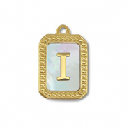 Bedel van Stainless steel Roestvrij staal (RVS) shell letter I Gold-white (natuurlijke kleur)