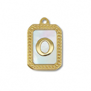 Bedel van Stainless steel Roestvrij staal (RVS) shell letter O Gold-white (natuurlijke kleur)